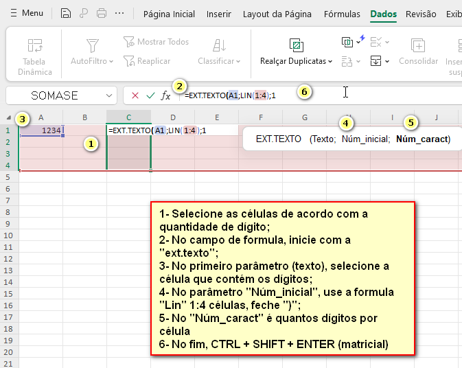 Iniciando a fórmula ext.texto