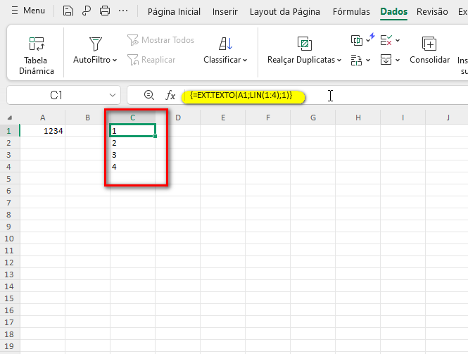 fórmula ext.texto